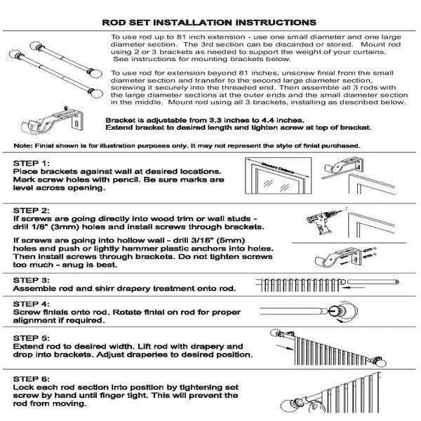 42"-126" Long Adjustable Metal Curtain Rod Set With Marble Finials - Brown 10 42"-126" Long Adjustable Metal Curtain Rod Set With Marble Finials - Brown - Image 8