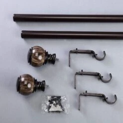 42"-126" Long Adjustable Metal Curtain Rod Set With Marble Finials - Brown 16 42"-126" Long Adjustable Metal Curtain Rod Set With Marble Finials - Brown -Optimal Home Decoration 42 126 long adjustable metal curtain rod set with marble finials brown cur rod004 42126 brnz 28523506630719