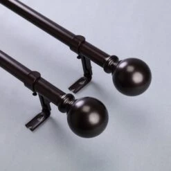 42"-126" Long Adjustable Metal Curtain Rod Set With Round Finials 36 42"-126" Long Adjustable Metal Curtain Rod Set With Round Finials -Optimal Home Decoration 42 126 long adjustable metal curtain rod set with round finials 29010409226303