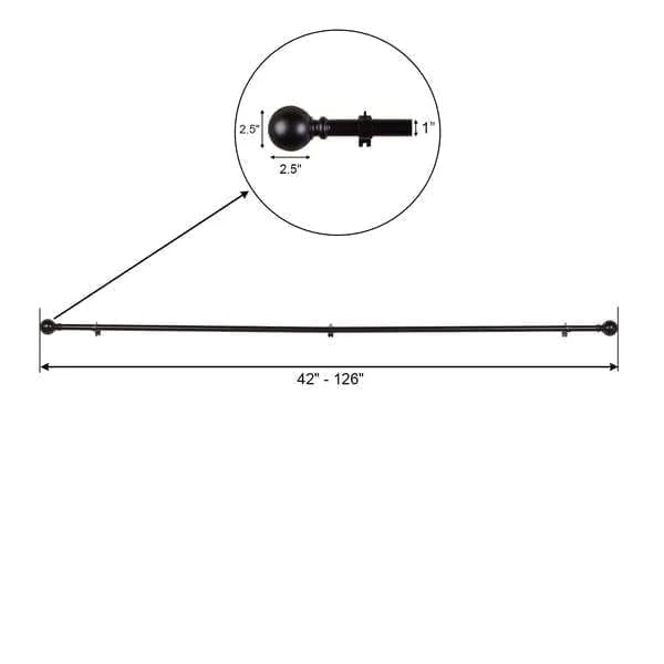 42"-126" Long Adjustable Metal Curtain Rod Set With Round Finials 13 42"-126" Long Adjustable Metal Curtain Rod Set With Round Finials - Image 11