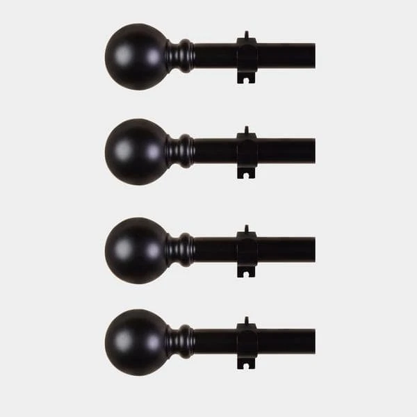 42"-126" Long Adjustable Metal Curtain Rod Set With Round Finials 7 42"-126" Long Adjustable Metal Curtain Rod Set With Round Finials - Image 5