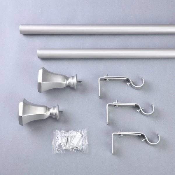42"-126" Long Adjustable Metal Curtain Rod Set With Teardrop Finials 6 42"-126" Long Adjustable Metal Curtain Rod Set With Teardrop Finials - Image 4