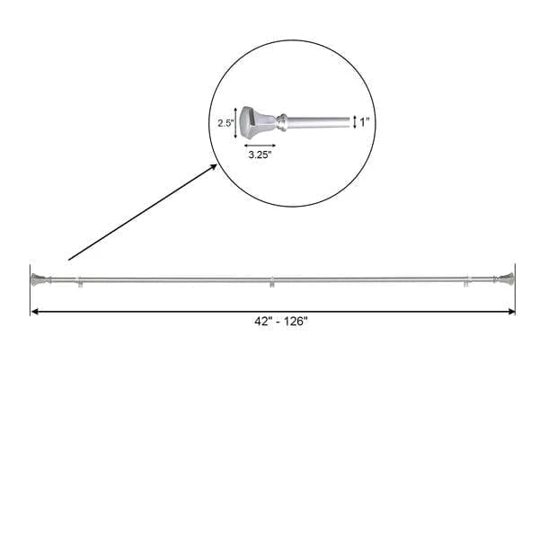 42"-126" Long Adjustable Metal Curtain Rod Set With Teardrop Finials 4 42"-126" Long Adjustable Metal Curtain Rod Set With Teardrop Finials - Image 2