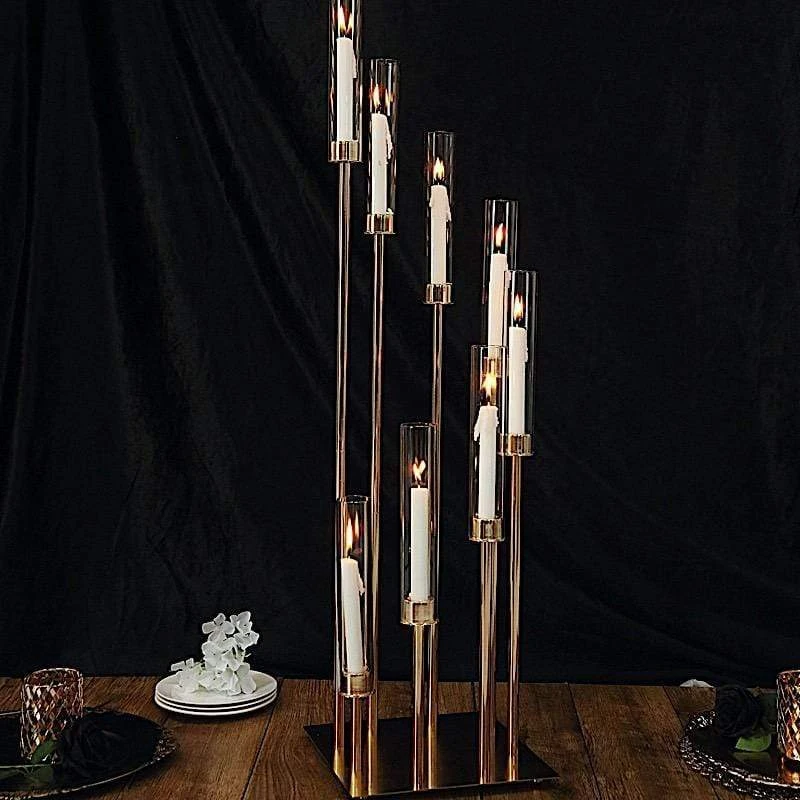 42" Tall Candelabra Candle Holder Centerpiece With Glass 8 42" Tall Candelabra Candle Holder Centerpiece With Glass - Image 6