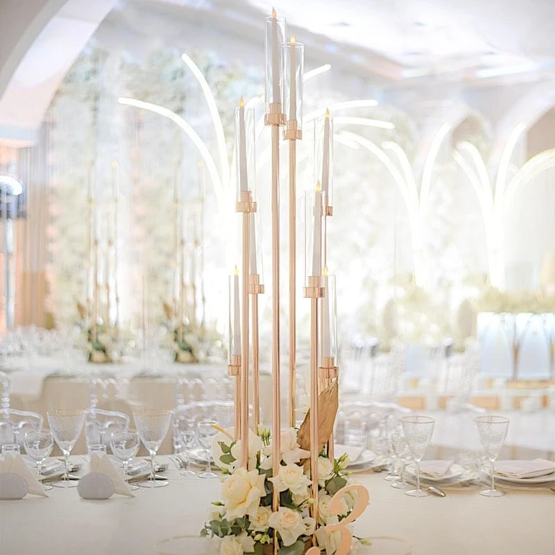 42" Tall Candelabra Candle Holder Centerpiece With Glass 10 42" Tall Candelabra Candle Holder Centerpiece With Glass - Image 8