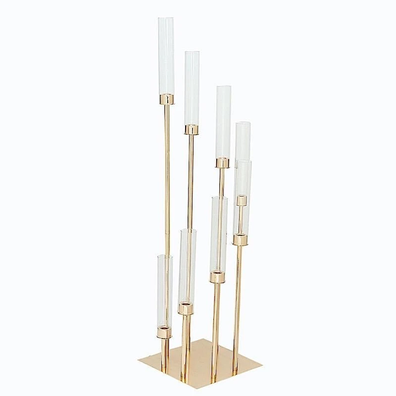 42" Tall Candelabra Candle Holder Centerpiece With Glass 3 42" Tall Candelabra Candle Holder Centerpiece With Glass