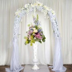 43" Tall Ceramic Trumpet Vase With Mirror Mosaic - White 13 43" Tall Ceramic Trumpet Vase With Mirror Mosaic - White -Optimal Home Decoration 43 tall ceramic trumpet vase with mirror mosaic white prop mab001 silv 28342006186047