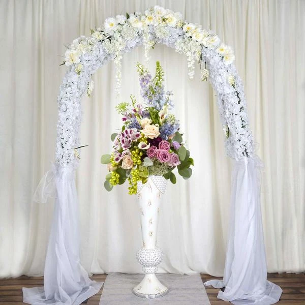 43" Tall Ceramic Trumpet Vase With Mirror Mosaic - White 8 43" Tall Ceramic Trumpet Vase With Mirror Mosaic - White - Image 6