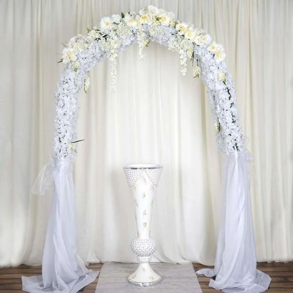 43" Tall Ceramic Trumpet Vase With Mirror Mosaic - White 6 43" Tall Ceramic Trumpet Vase With Mirror Mosaic - White - Image 4