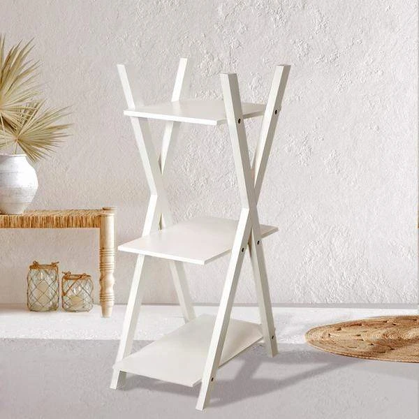 44" Tall 3 Tier Natural Wooden Plant Stand Display Shelf - White 8 44" Tall 3 Tier Natural Wooden Plant Stand Display Shelf - White - Image 6