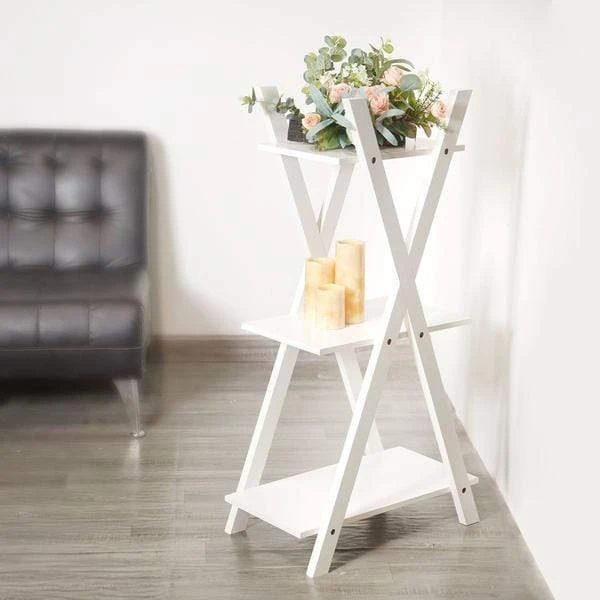 44" Tall 3 Tier Natural Wooden Plant Stand Display Shelf - White 10 44" Tall 3 Tier Natural Wooden Plant Stand Display Shelf - White - Image 8