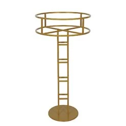 46" Tall Metal With Round Top Flower Stand Pedestal Centerpiece - Gold