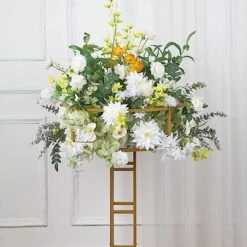 46" Tall Metal With Round Top Flower Stand Pedestal Centerpiece - Gold -Optimal Home Decoration 46 tall metal with round top flower stand pedestal centerpiece gold iron stnd11 46 gold 30439665958975