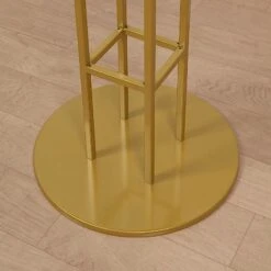 46" Tall Metal With Round Top Flower Stand Pedestal Centerpiece - Gold -Optimal Home Decoration 46 tall metal with round top flower stand pedestal centerpiece gold iron stnd11 46 gold 30439666024511