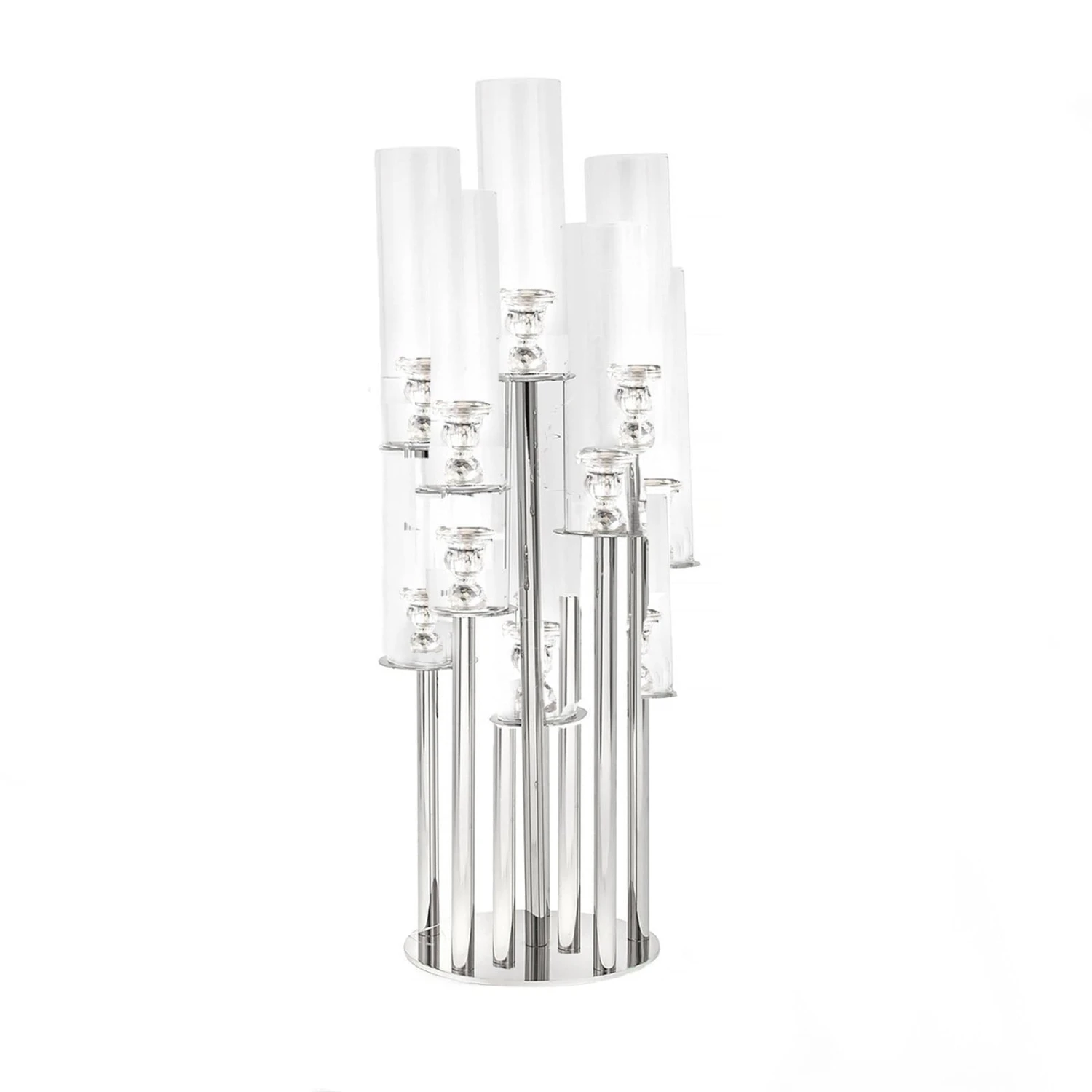 47" Tall 10 Arm Crystal Glass Candelabra Votive Candle Holder - Clear 3 47" Tall 10 Arm Crystal Glass Candelabra Votive Candle Holder - Clear