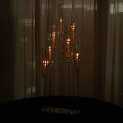 47" Tall 7 Arm Crystal Glass Candelabra Taper Candle Holder - Clear -Optimal Home Decoration 47 tall 7 arm crystal glass candelabra taper candle holder clear chdlr cand 030o 7 clr 30794518986815