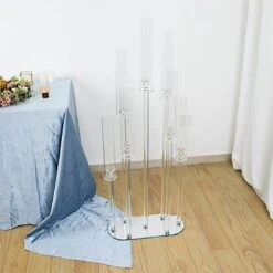 47" Tall 7 Arm Crystal Glass Candelabra Taper Candle Holder - Clear -Optimal Home Decoration 47 tall 7 arm crystal glass candelabra taper candle holder clear chdlr cand 030o 7 clr 30794519019583