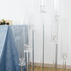 47" Tall 7 Arm Crystal Glass Candelabra Taper Candle Holder - Clear -Optimal Home Decoration 47 tall 7 arm crystal glass candelabra taper candle holder clear chdlr cand 030o 7 clr 30794519117887