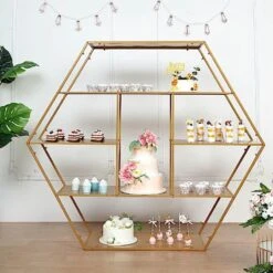 4ft Hexagon Large Metal Cake Dessert Display Stand Wedding Arch Backdrop - Gold 18 4ft Hexagon Large Metal Cake Dessert Display Stand Wedding Arch Backdrop - Gold -Optimal Home Decoration 4ft hexagon large metal cake dessert display stand wedding arch backdrop gold cake stnd h02 51 gold 29704571682879