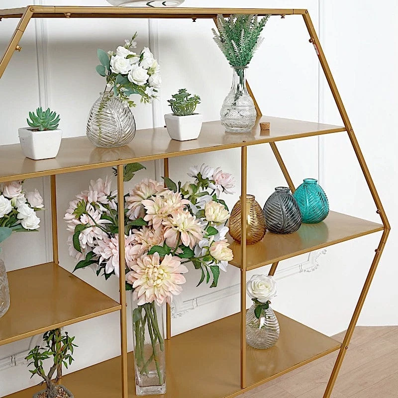 4ft Hexagon Large Metal Cake Dessert Display Stand Wedding Arch Backdrop - Gold 6 4ft Hexagon Large Metal Cake Dessert Display Stand Wedding Arch Backdrop - Gold - Image 4