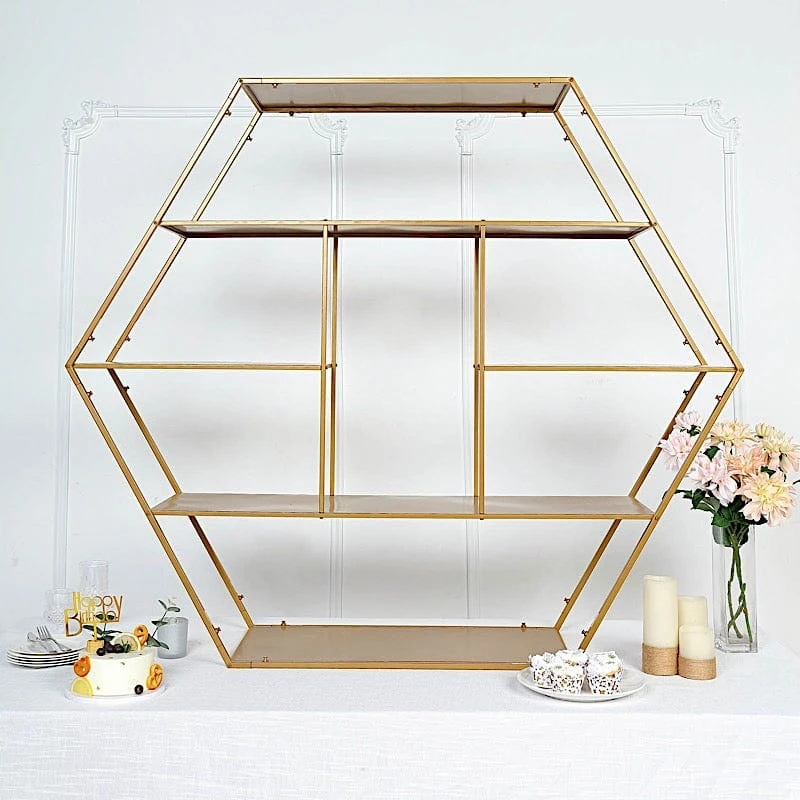 4ft Hexagon Large Metal Cake Dessert Display Stand Wedding Arch Backdrop - Gold 9 4ft Hexagon Large Metal Cake Dessert Display Stand Wedding Arch Backdrop - Gold - Image 7