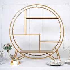 4ft Round Large Metal Cake Dessert Display Stand Wedding Arch Backdrop - Gold -Optimal Home Decoration 4ft round large metal cake dessert display stand wedding arch backdrop gold cake stnd r02 48 gold 29704105295935