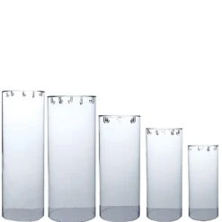 5 Acrylic Cylinder Stands Display Boxes Pedestal Riser Columns - Clear