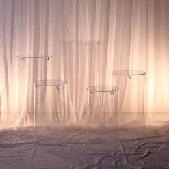 5 Acrylic Cylinder Stands Display Boxes Pedestal Riser Columns - Clear -Optimal Home Decoration 5 acrylic cylinder stands display boxes pedestal riser columns clear prop box 006 set clr 30679234412607
