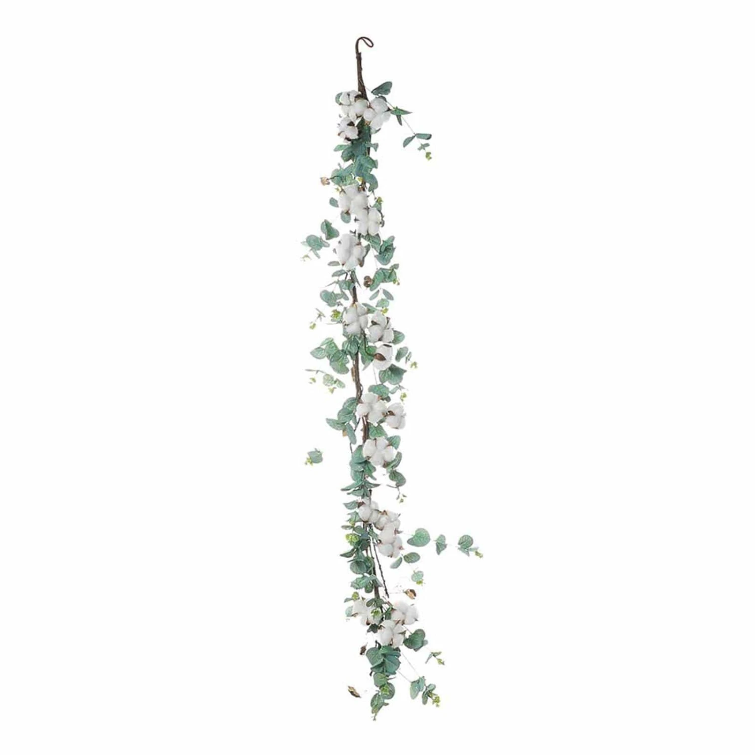 5 Ft Long Artificial Cotton Balls With Eucalyptus Foliage Garlands - Green And White 3 5 Ft Long Artificial Cotton Balls With Eucalyptus Foliage Garlands - Green And White
