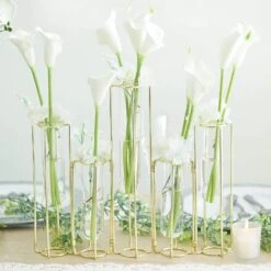 5 Jointed Geometric Flower Vase Holders With Glass Test Tubes 29 5 Jointed Geometric Flower Vase Holders With Glass Test Tubes -Optimal Home Decoration 5 jointed geometric flower vase holders with glass test tubes 28939940790335