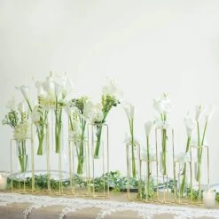 5 Jointed Geometric Flower Vase Holders With Glass Test Tubes 30 5 Jointed Geometric Flower Vase Holders With Glass Test Tubes -Optimal Home Decoration 5 jointed geometric flower vase holders with glass test tubes 28939940823103