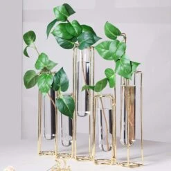 5 Jointed Geometric Flower Vase Holders With Glass Test Tubes 34 5 Jointed Geometric Flower Vase Holders With Glass Test Tubes -Optimal Home Decoration 5 jointed geometric flower vase holders with glass test tubes 28939940954175