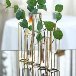 5 Jointed Geometric Flower Vase Holders With Glass Test Tubes 37 5 Jointed Geometric Flower Vase Holders With Glass Test Tubes -Optimal Home Decoration 5 jointed geometric flower vase holders with glass test tubes 28939941052479