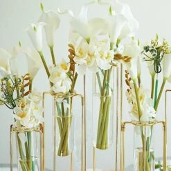 5 Jointed Geometric Flower Vase Holders With Glass Test Tubes 40 5 Jointed Geometric Flower Vase Holders With Glass Test Tubes -Optimal Home Decoration 5 jointed geometric flower vase holders with glass test tubes 28939941118015