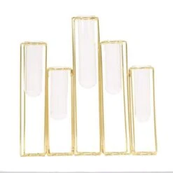 5 Jointed Geometric Flower Vase Holders With Glass Test Tubes 31 5 Jointed Geometric Flower Vase Holders With Glass Test Tubes -Optimal Home Decoration 5 jointed geometric flower vase holders with glass test tubes iron vase 011 15 gold 28939940855871