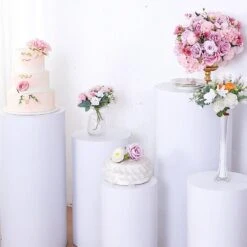 5 Metal Cylinder Display Stands Pedestal Riser Columns - White 16 5 Metal Cylinder Display Stands Pedestal Riser Columns - White -Optimal Home Decoration 5 metal cylinder prop pedestal stands for wedding aisle white prop box 006 set met 30930803884095