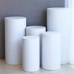 5 Metal Cylinder Display Stands Pedestal Riser Columns - White 20 5 Metal Cylinder Display Stands Pedestal Riser Columns - White -Optimal Home Decoration 5 metal cylinder prop pedestal stands for wedding aisle white prop box 006 set met 30930803949631