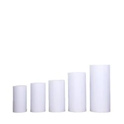 5 Metal Cylinder Display Stands Pedestal Riser Columns - White