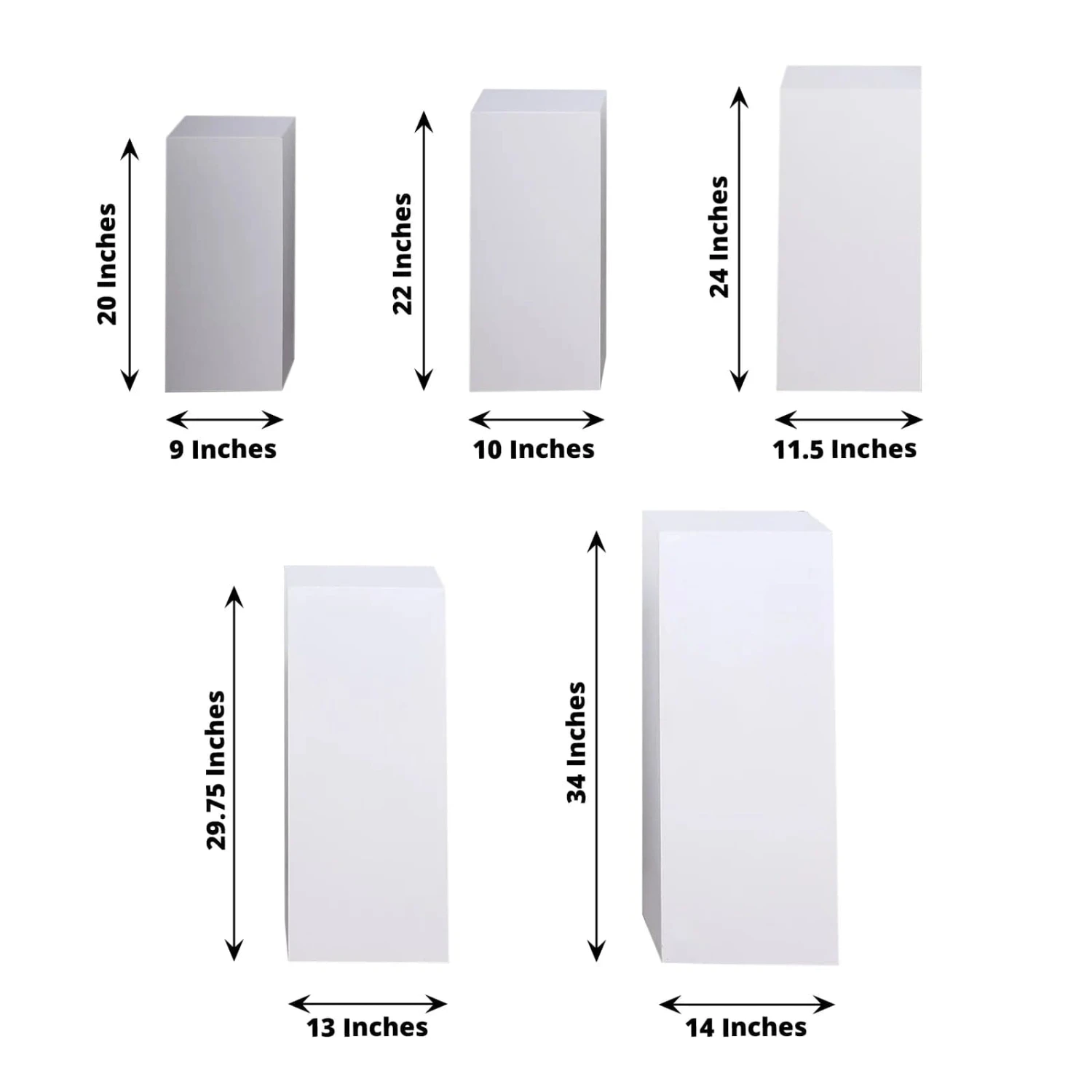5 Metal Rectangular Display Stands Pedestal Riser - White 4 5 Metal Rectangular Display Stands Pedestal Riser - White - Image 2