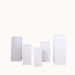 5 Metal Rectangular Display Stands Pedestal Riser - White 21 5 Metal Rectangular Display Stands Pedestal Riser - White -Optimal Home Decoration 5 metal display boxes centerpieces pedestal riser columns white prop box 001 set met 31044606394431