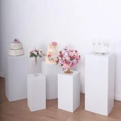 5 Metal Rectangular Display Stands Pedestal Riser - White 19 5 Metal Rectangular Display Stands Pedestal Riser - White -Optimal Home Decoration 5 metal display boxes centerpieces pedestal riser columns white prop box 001 set met 31044606459967