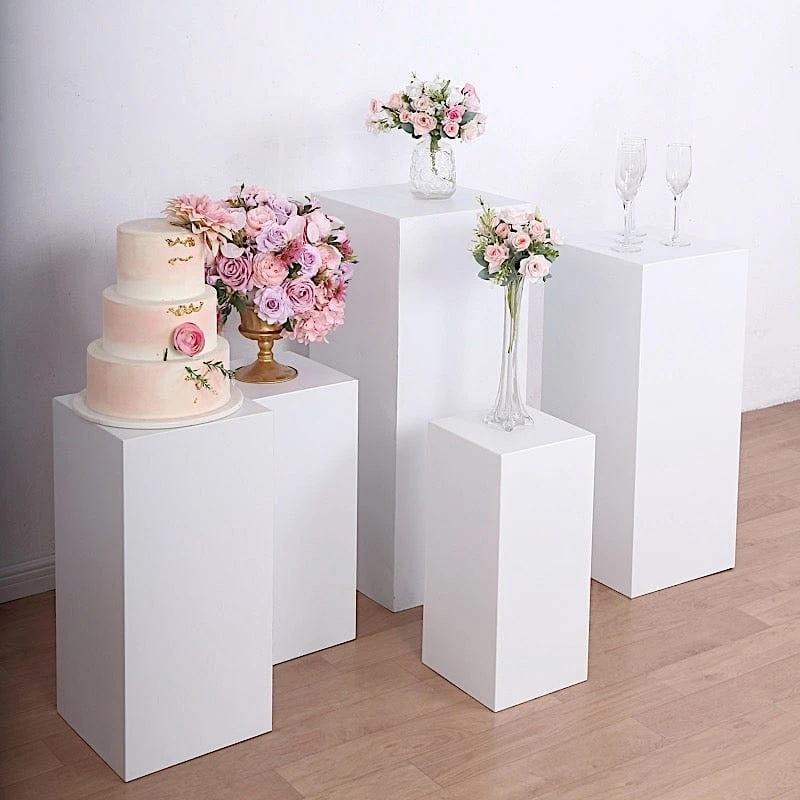 5 Metal Rectangular Display Stands Pedestal Riser - White 5 5 Metal Rectangular Display Stands Pedestal Riser - White - Image 3