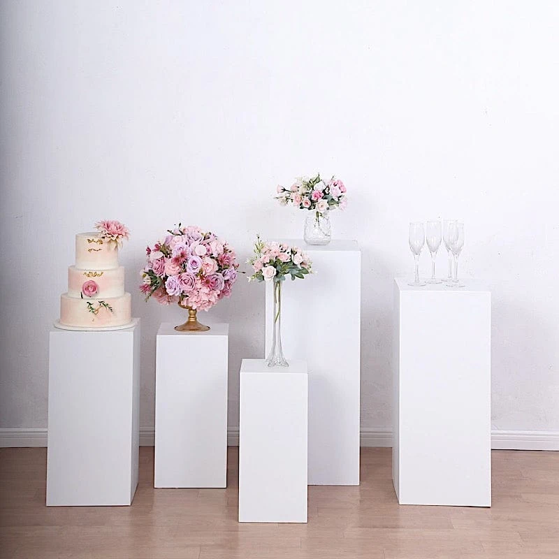 5 Metal Rectangular Display Stands Pedestal Riser - White 6 5 Metal Rectangular Display Stands Pedestal Riser - White - Image 4