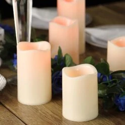 5 Pcs 4" 5" 6" Tall LED Pillar Candles Lights With Remote Control - Ivory -Optimal Home Decoration 5 pcs 4 5 6 tall led pillar candles lights with remote control ivory led cand pl001 set1 ivr 15793573920831