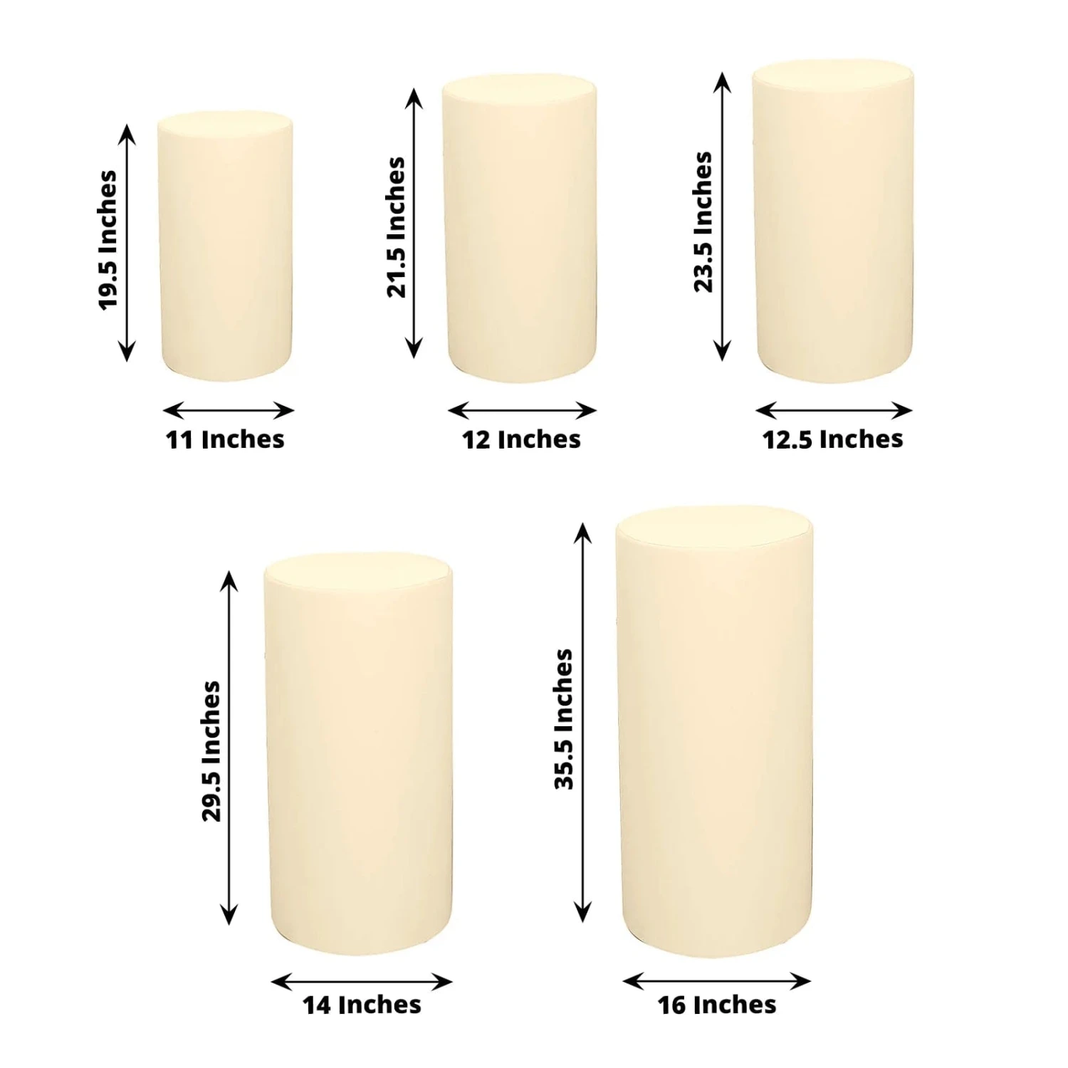 5 Fitted Spandex Cylinder Display Stand Covers Set 4 5 Fitted Spandex Cylinder Display Stand Covers Set - Image 2