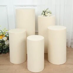 5 Fitted Spandex Cylinder Display Stand Covers Set 26 5 Fitted Spandex Cylinder Display Stand Covers Set -Optimal Home Decoration 5 spandex cylinder plinth display boxes pedestal stand covers 30807212556351