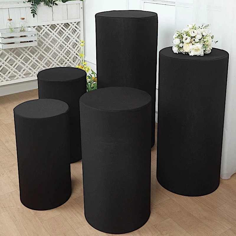 5 Fitted Spandex Cylinder Display Stand Covers Set 16 5 Fitted Spandex Cylinder Display Stand Covers Set - Image 14