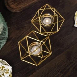 5" Tall 2 Jointed Geometric Stand With Glass Votive Candle Holders -Optimal Home Decoration 5 tall 2 jointed geometric stand with glass votive candle holders 28939822497855