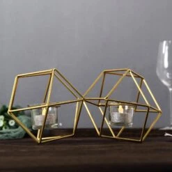 5" Tall 2 Jointed Geometric Stand With Glass Votive Candle Holders -Optimal Home Decoration 5 tall 2 jointed geometric stand with glass votive candle holders 28939822530623