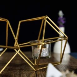 5" Tall 2 Jointed Geometric Stand With Glass Votive Candle Holders -Optimal Home Decoration 5 tall 2 jointed geometric stand with glass votive candle holders 28939822563391